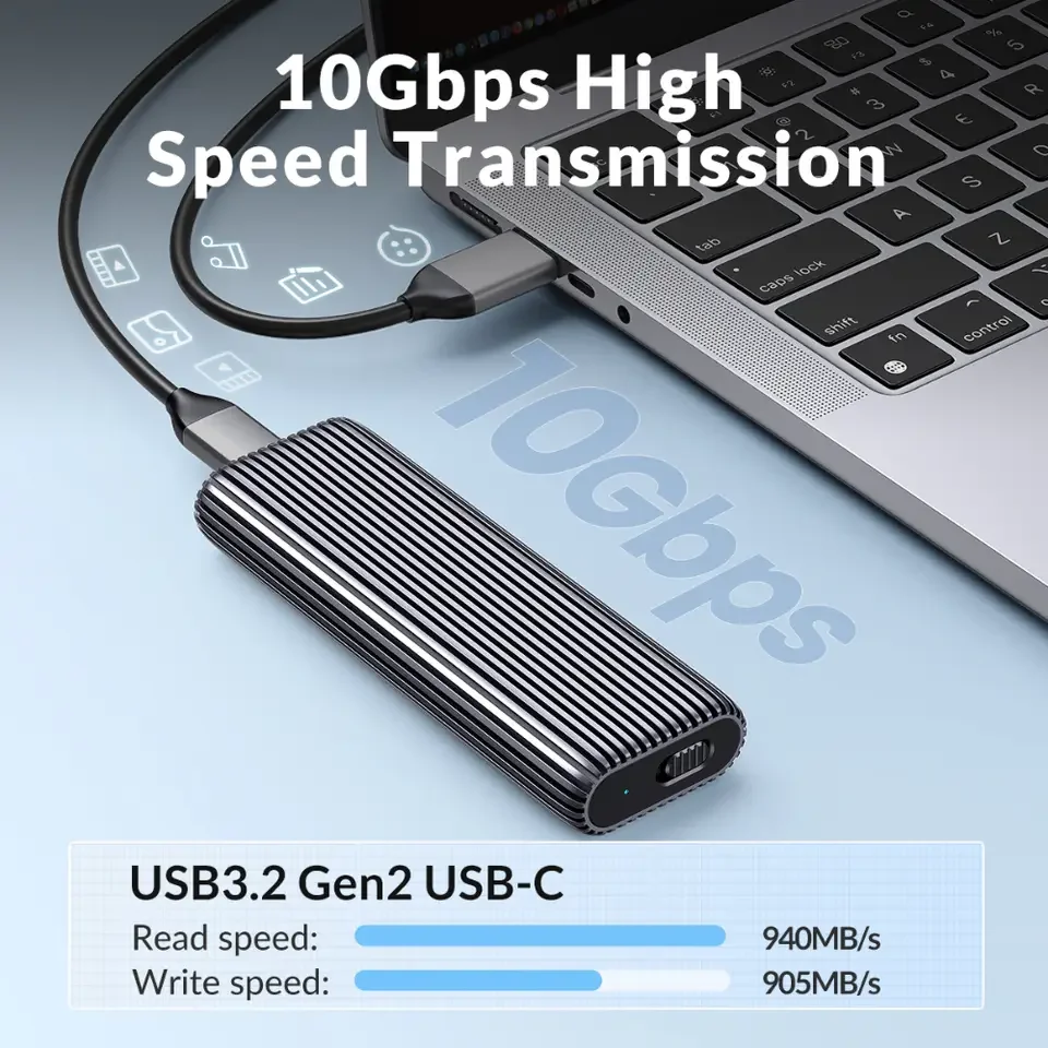 

ORICO 10Gbps USB C External Enclosure for M.2 SATA NVMe SSD M&B&M Key Built-in Heat Dissipation USB 3.1 Gen2 SSD Case