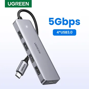 UGREEN USB C 허브 분배기 어댑터, 맥북 프로, 아이패드 프로, 삼성 갤럭시 노트 10, S10 용, 4 포트, USB C타입-USB 3.0 허브 