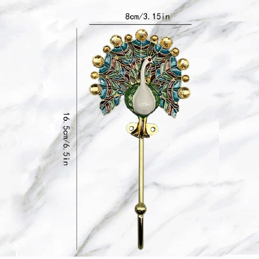 European-Style Enamel Hook, Peacock Cloisonné Hook, Painted Retro Hook, Decorative Hook for Clothes and Hats