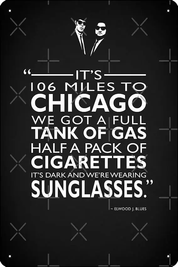 Its 106 Miles To Chicago Poster Metal Tin Sign 12 X 8 Inch Funny Man Cave Home Office Bar Decor sign