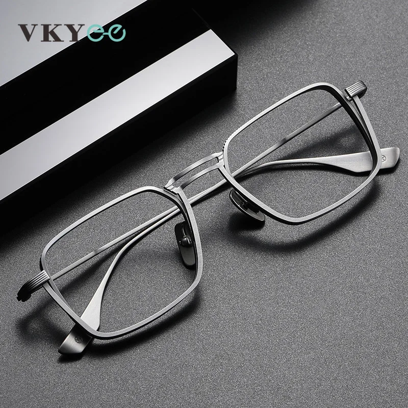 VICKY Ultralight Pure Titanium Frames Business Retro Square Men's Reading Glasses Anti-blue Light Customized Myopia DTX125