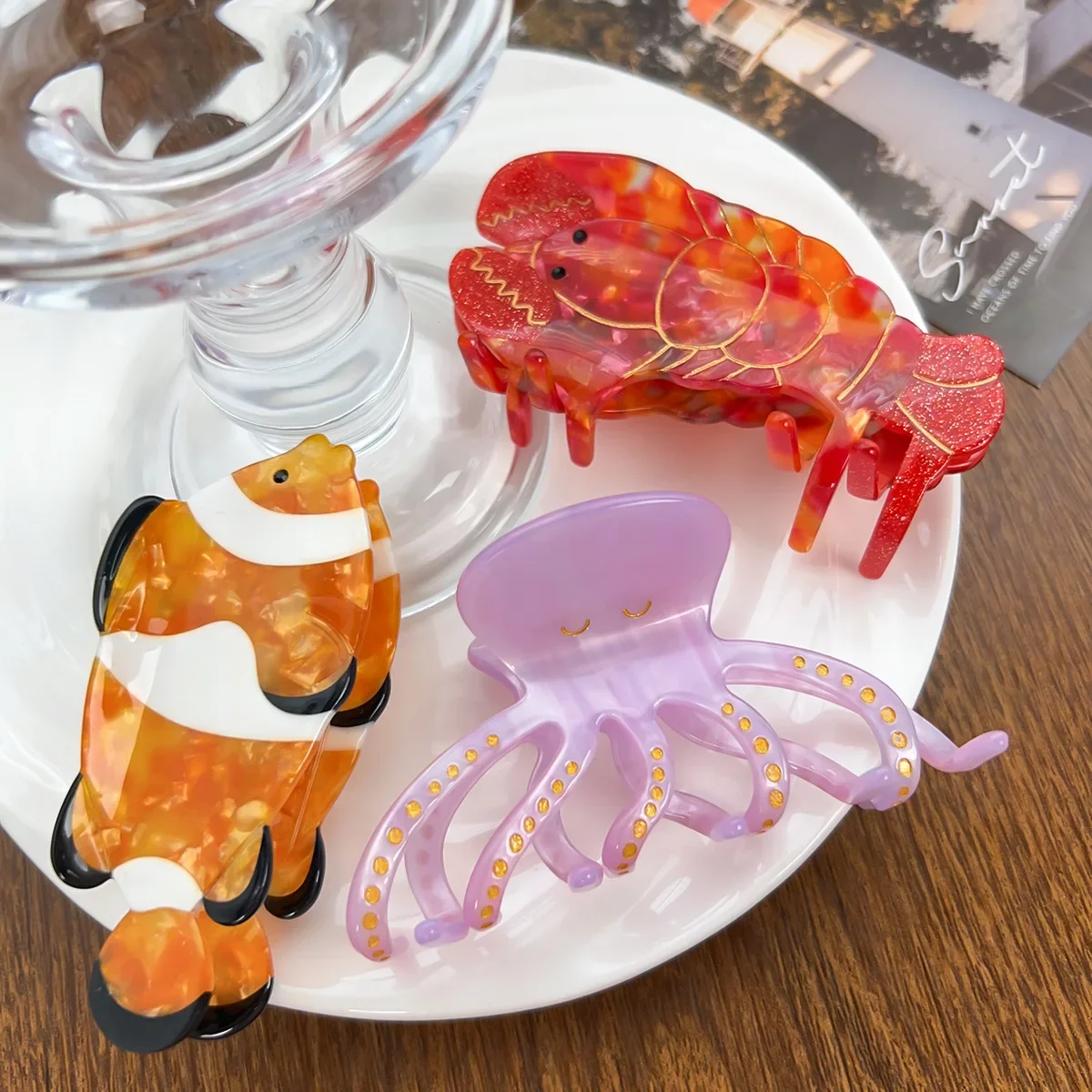 

Cartoon Clip Ocean Style Acetate Hair Clip Clownfish Personality Cute Gentle Shark Clip Hair Claw Accessories