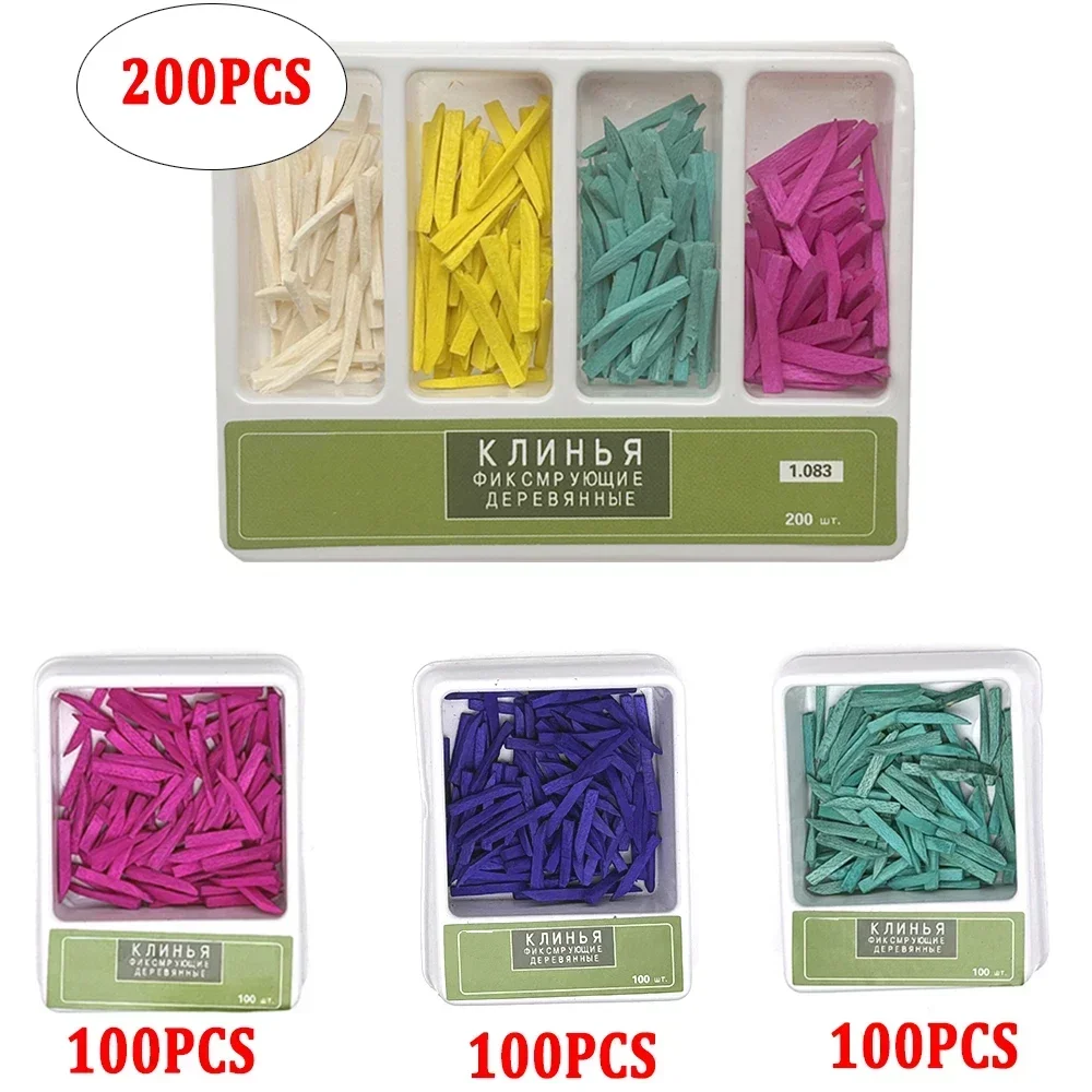 100Pcs Dental Wooden Wedges Interdental Contoured Disposable Dental Wedges Nonexpansion with Water Maple Wooden Wedges Dentistry