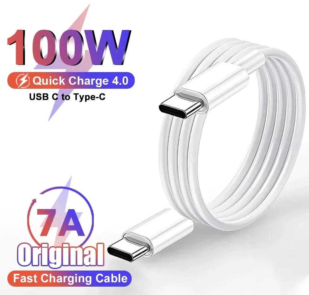 Original USB C to Type C 100W PD Cable for iPhone 15 Plus 15 Pro Max Samsung Huawei Xiaomi Realme iQOO POCO USB-C to Type-C Cord