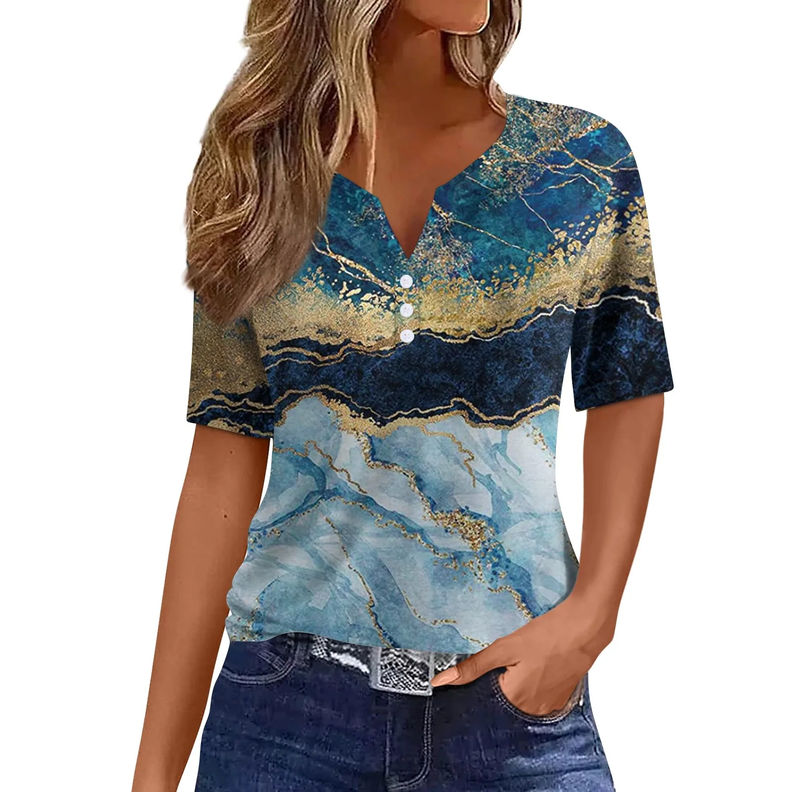 Women's T Shirt Marbling 3d Print T-shirt Women Fashion Abstract T-shirts Ladies Tops Tees Vintage Casual Loose Tees