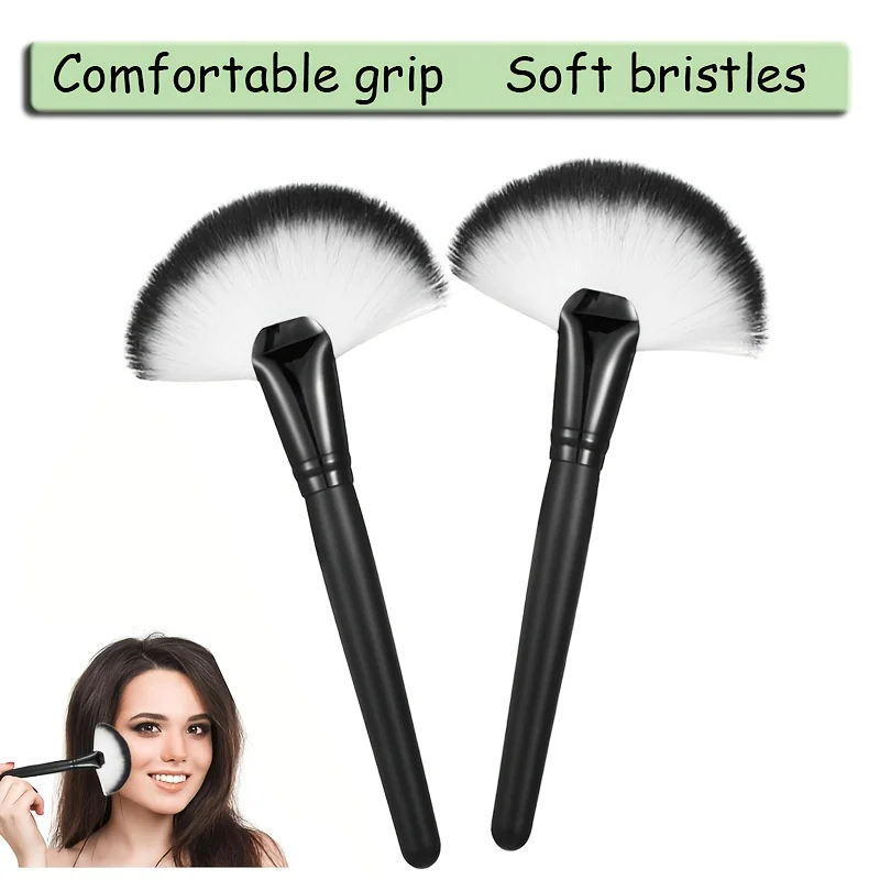 2 uds cepillo de maquillaje en abanico cepillos faciales esponjosos para tratamientos faciales cepillos de máscara Facial de cerdas suaves cepillo de abanico herramientas de mango corto esteticista