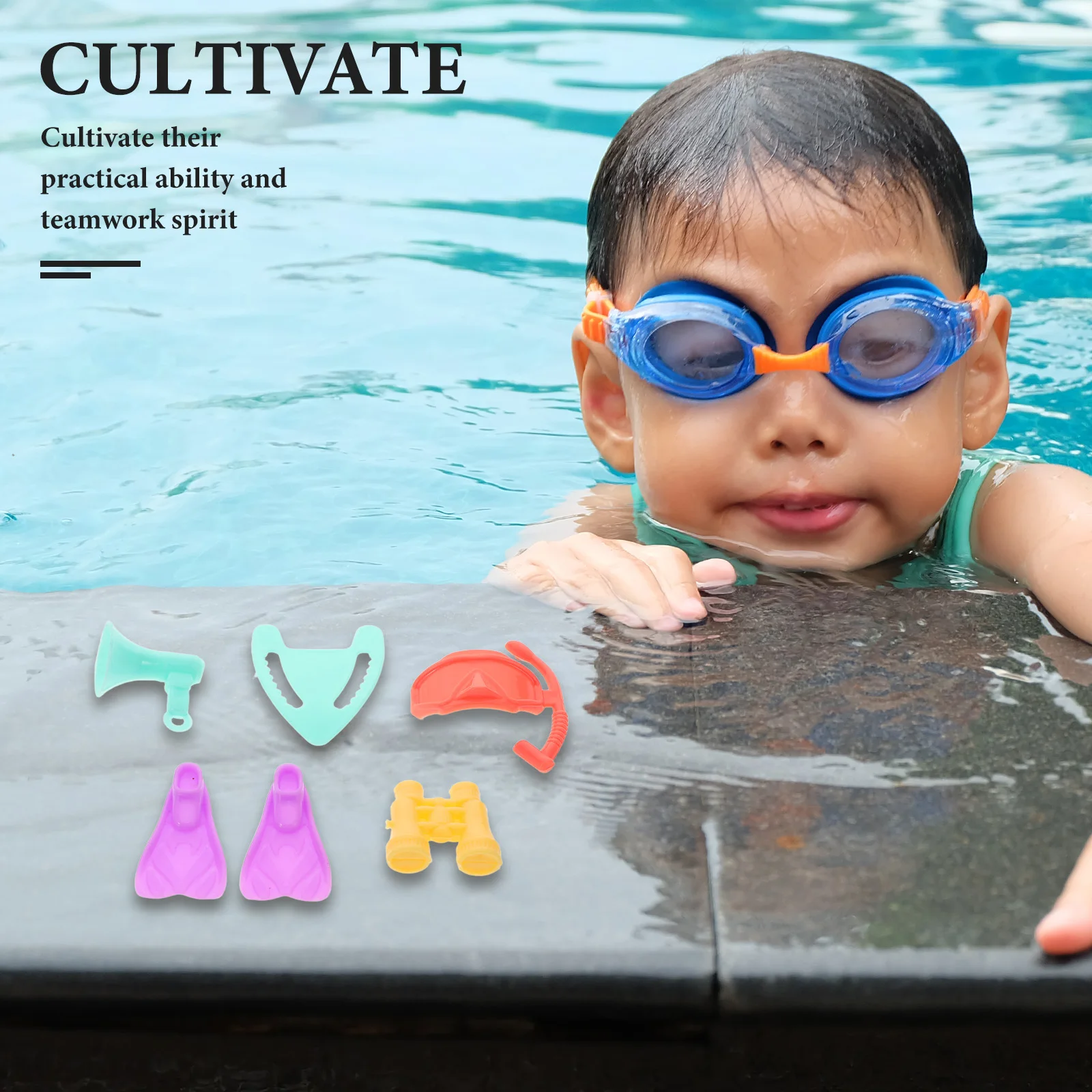 

6 Sets Diving Goggles Toy Accessories Seaside Tools Plastic Clothing Parts