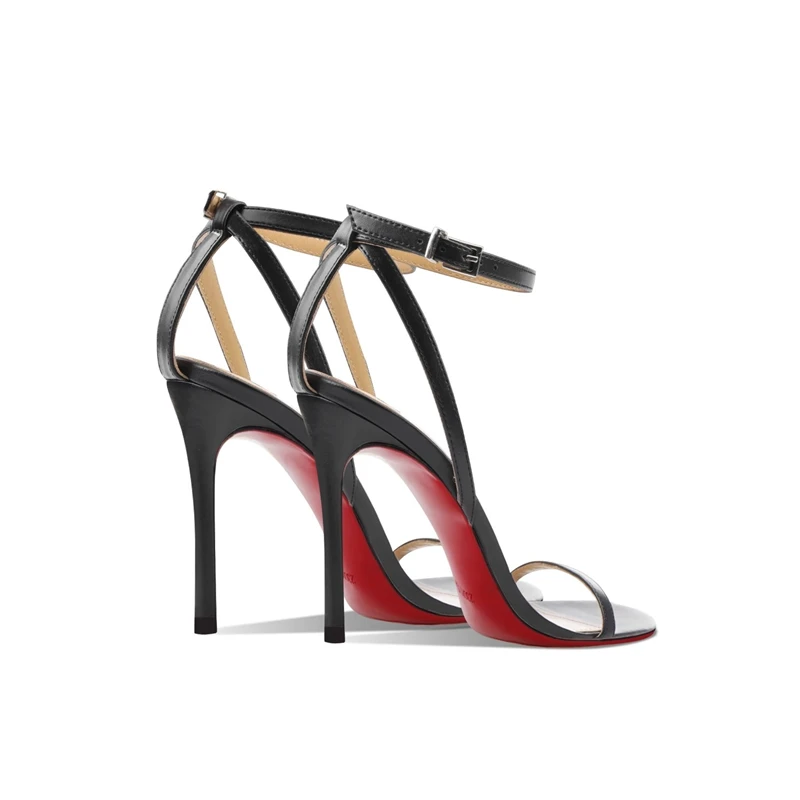 صنادل عالية الكعب صيف جديد ماتي جلد أحمر وحيد كلمة واحدة قطاع مفتوح اصبع القدم رقيقة الكعب الصنادل مأدبة فستان أحذية نسائية