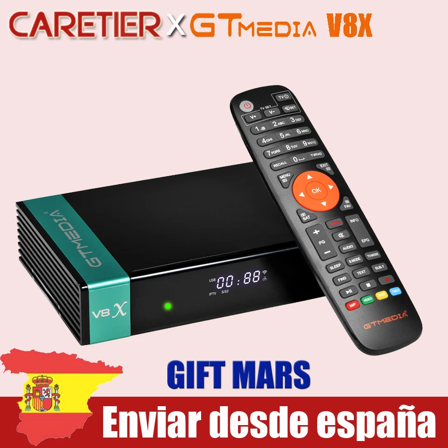 GTMedia V8X Support MARS IKS For Spain 1080P DVB-S/S2/S2X Receiver Support PowerVu,Bisskey H.265 Built-in Wifi, V8 Nova Upgrade