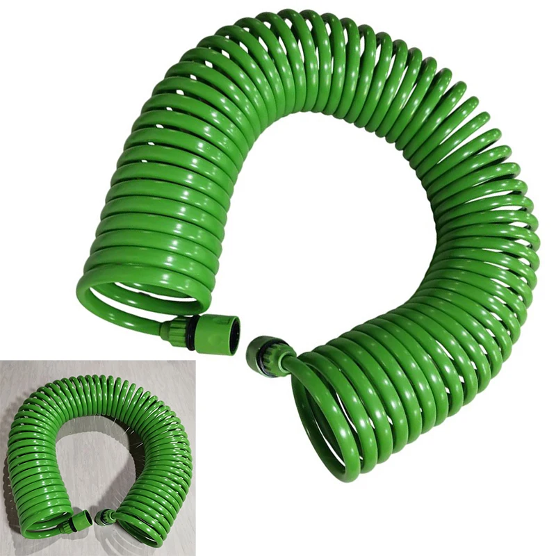 1Pcs Green Spiral Water Hose 7.5m 10m 15m 20m Plastic Connectors Recoil  Garden Irrigation Water Pipe For Courtyard Lawn
