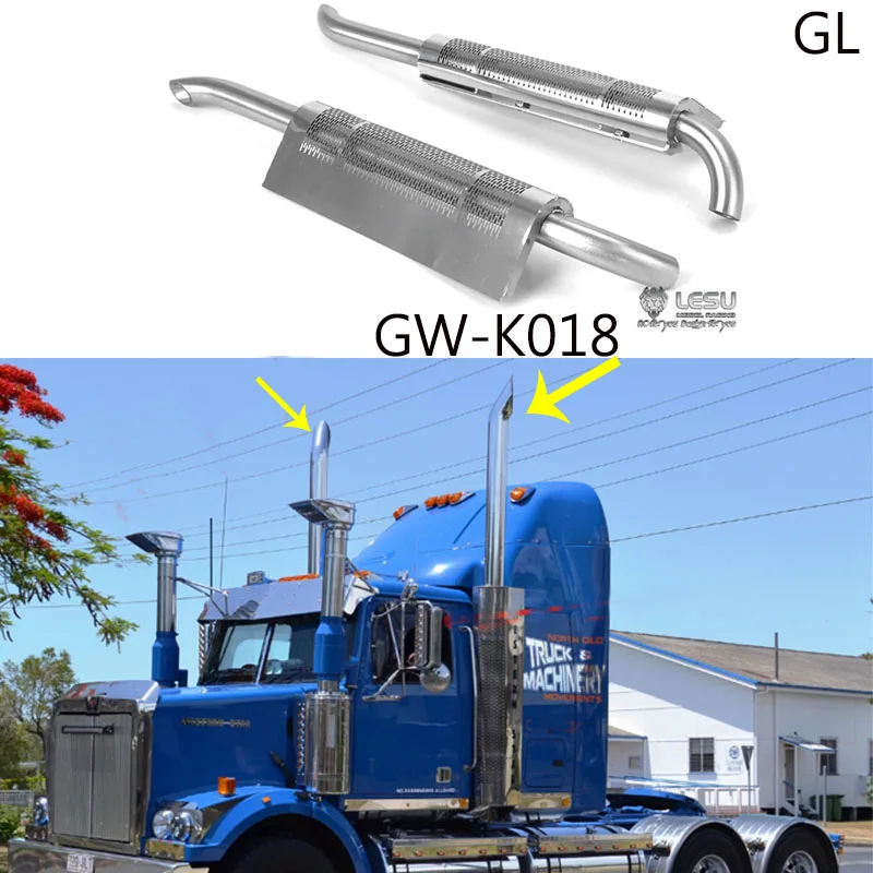 LESU Model Metal Chimney Exhaust Pipe for 1/14 RC TAMIYA King Hauler Grand Hauler Tractor Truck DIY Model Car Rc Accessories