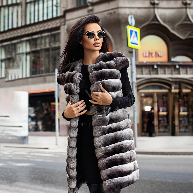 

O-neck Sleeveless Rex Rabbit Fur Vest Coat Women Witner New Luxury Warm Streetwear 2022 Genuine Real Rex Rabbit Fur Jacket Lady