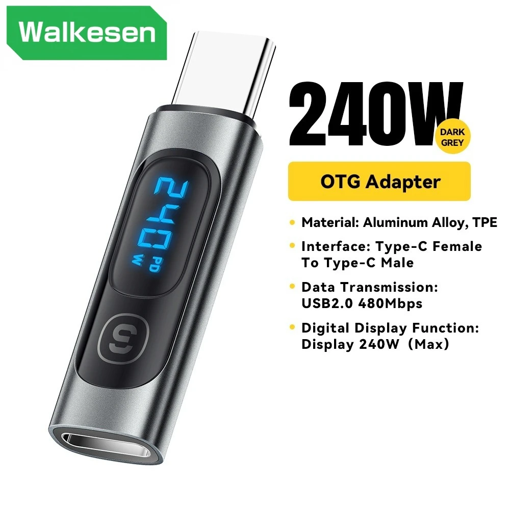 PD 240W USB 2.0 OTG Adapter Fast Charging Type C To Type C Digital Display Adapter For Laptop Samsung Xiaomi USB C OTG Connector