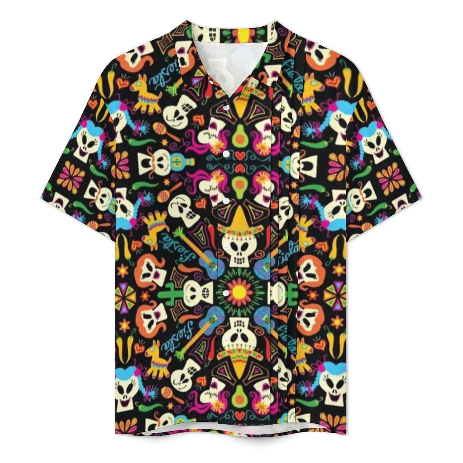 Happy Halloween Beach Shirt Joyful Mexican Skeletons Hawaiian Casual Shirts Men Classic Blouses Short Sleeves Fashion Clothing