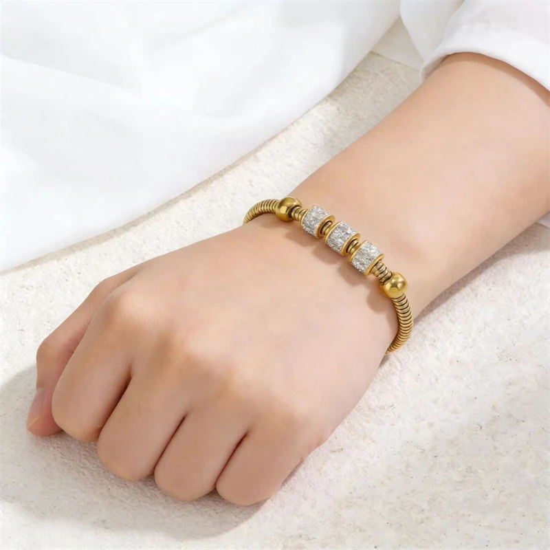 100% Stainless Steel New Fashion Exquisite Luxury Jewelry Full Zircon Welding Fixed Beading Women Charm Chain Tennis Bracelet