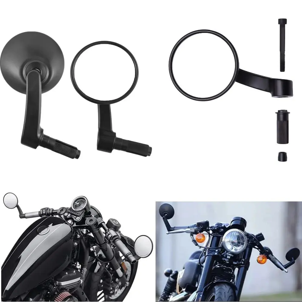 22mm Motorcycle Round Side Mirror Handle Bar End Rearview Mirror For Harley XL883 XL1200  Honda Kawasaki Suzuki Yamaha Scooter