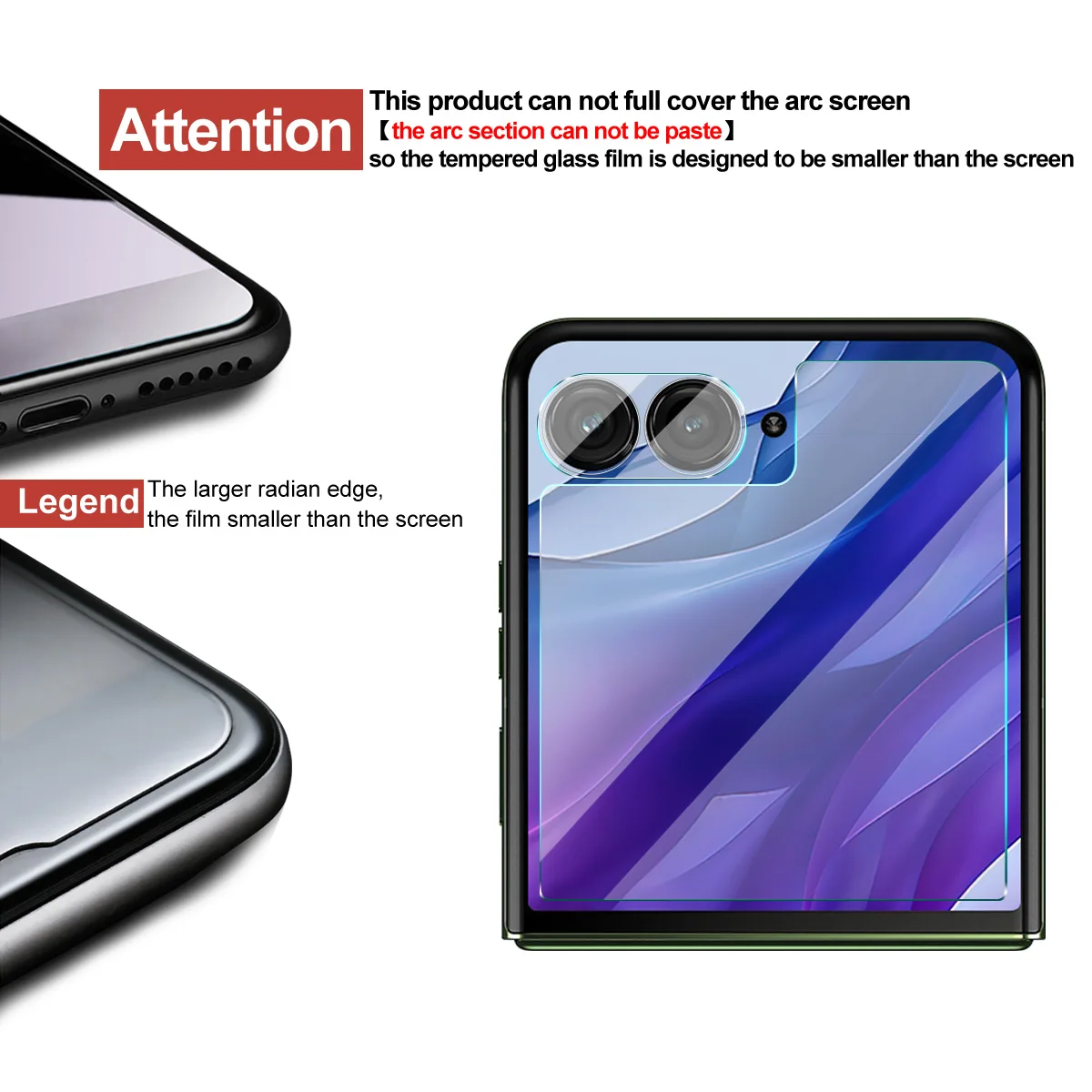لعدسة Moto Razr 60 Ultra Glass IMAK + واقي شاشة زجاجي خلفي