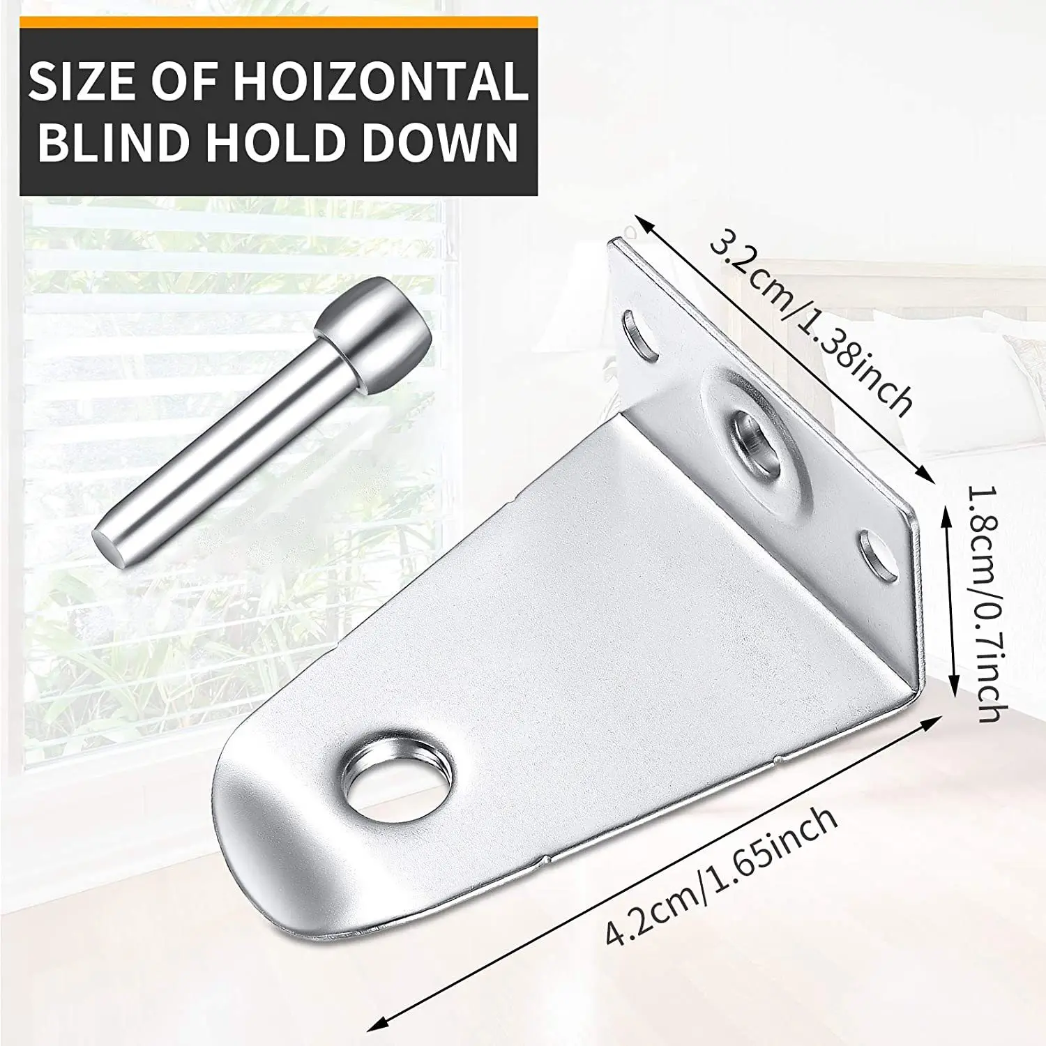 Metal Hold Down Brackets and Pins, Blind Brackets Blind Holder Replacements for Horizontal Blind Shades Window