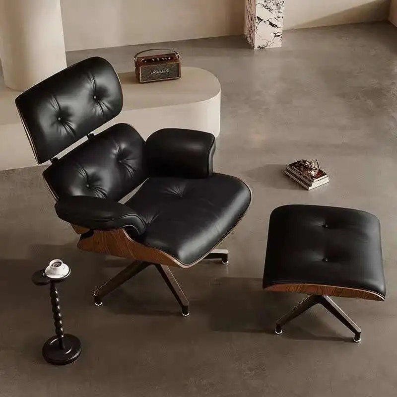 

Высококачественный легкий роскошный диван Eames Recliner Eames из натуральной кожи, дизайнерское кресло для отдыха, роскошное кресло из воловьей кожи с откидной спинкой