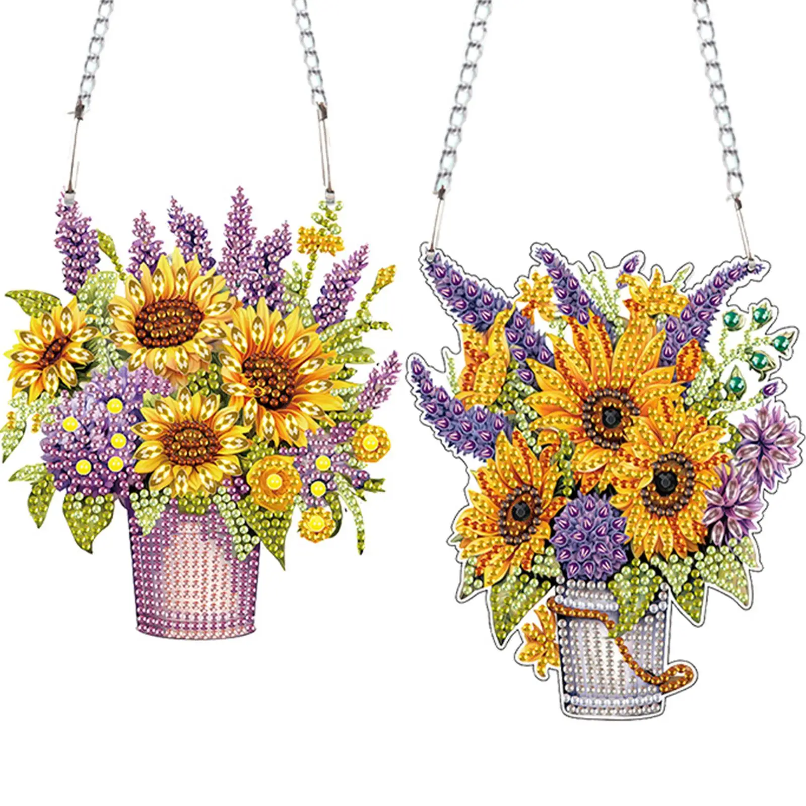 

2pcs 2D Flat DIY Rhinestone Diamond Art Window Pendants Special Shape Diamond Art Pendant Window Hanging Art for Home Decor