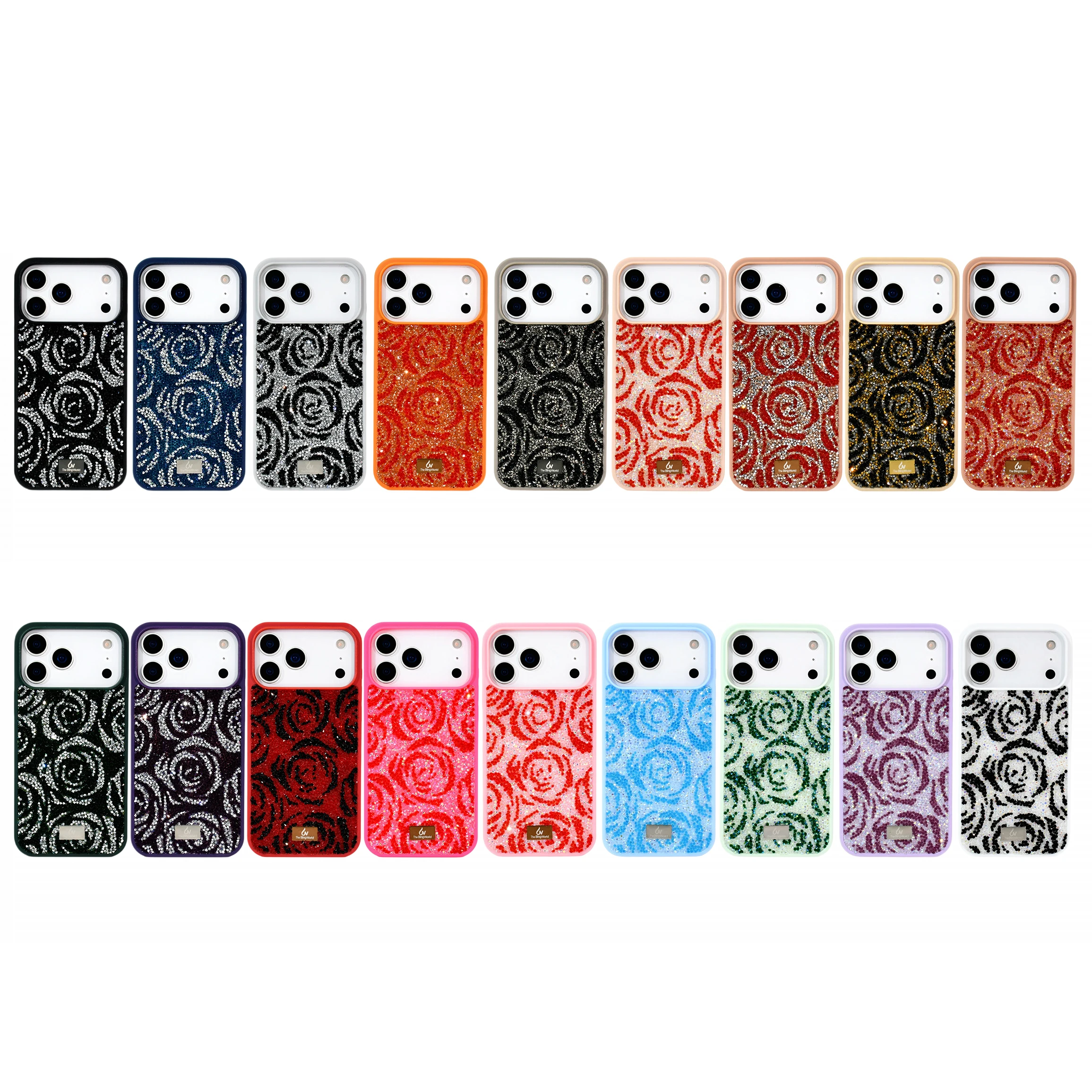 قسط كريستال آيفون 17 برو ماكس / آيفون الهواء / 17 برو / 17 البتلة حجر الراين نمط بولي TPU ثلاثية الأبعاد الماس غطاء الهاتف للصدمات