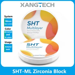 XANGTECH SHT-ML Multilayer Zirconia Blocks Dental Ceramics Zirconium Disc A1/A2/A3 Colors High Translucent 98mm Open System