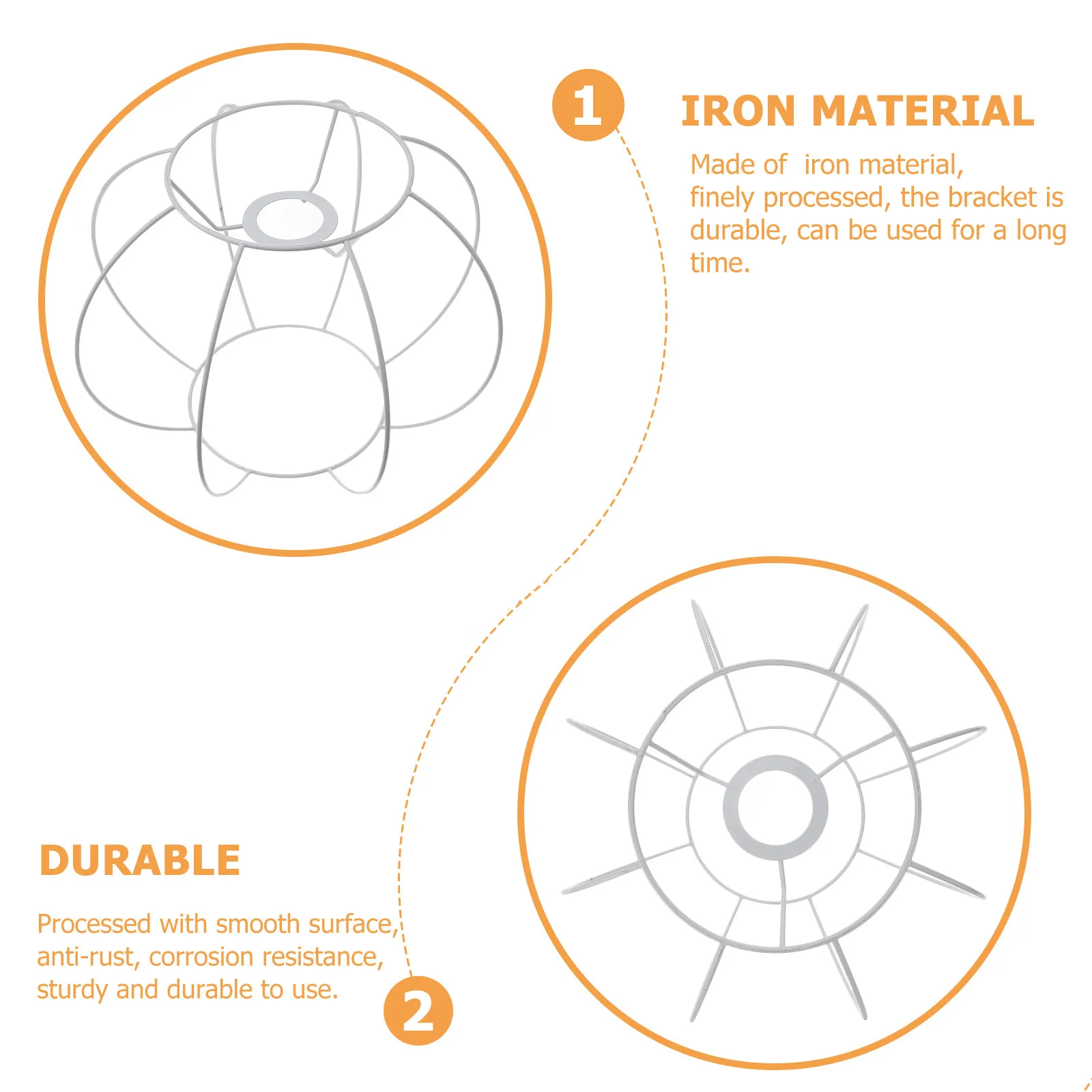 

1Pcs Iron Lantern Frame DIY Lampshade Holder Smooth Anti-Rust Metal Bracket for Pendant Light Shade Decoration Craft Projects