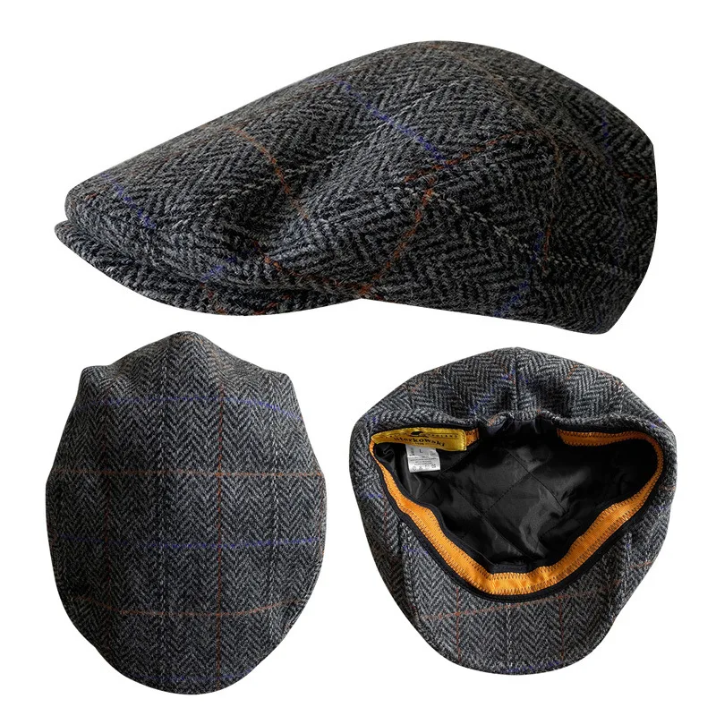 casquette-a-visiere-unisexe-epaisse-a-carreaux-automne-hiver-style-retro-britannique-beret-plat-decontracte-chaud-et-coupe-vent-pour-usage-quotidien