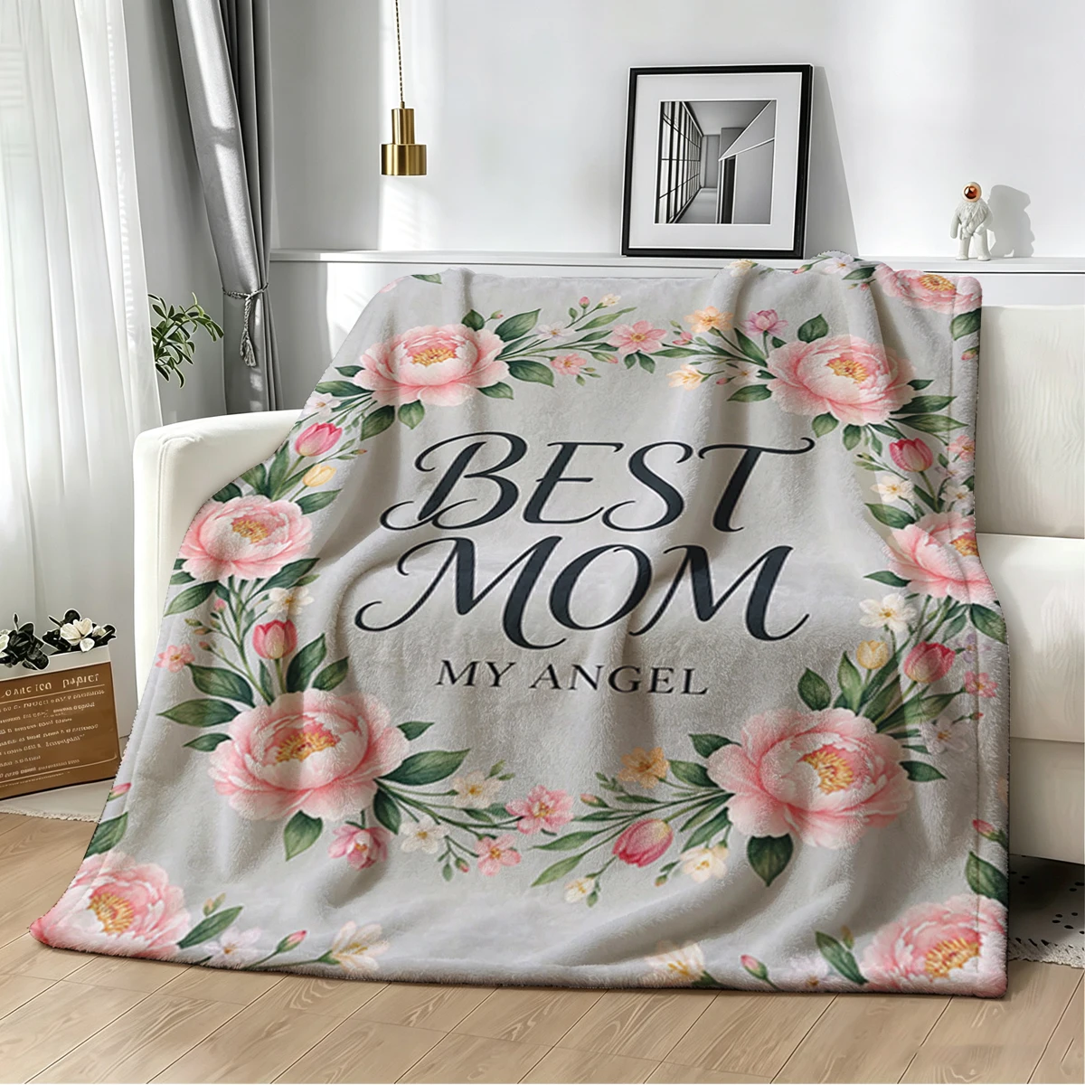 Best Mom Love Daffodil Lav Cute Flannel Fleece Throw Blanket Soft Plush Bed Couch Cover Perfect Gift for Women Girls Kids