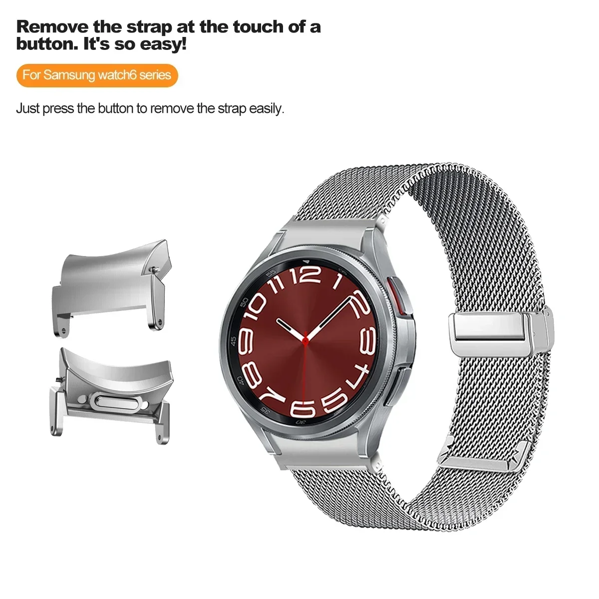 クイックフィットステンレススチールストラップ Galaxy Watch 7/6/5/5pro 40 44 45 Milanese Samsung Galaxy Watch 6 クラシック 43mm 47mm ベルト用