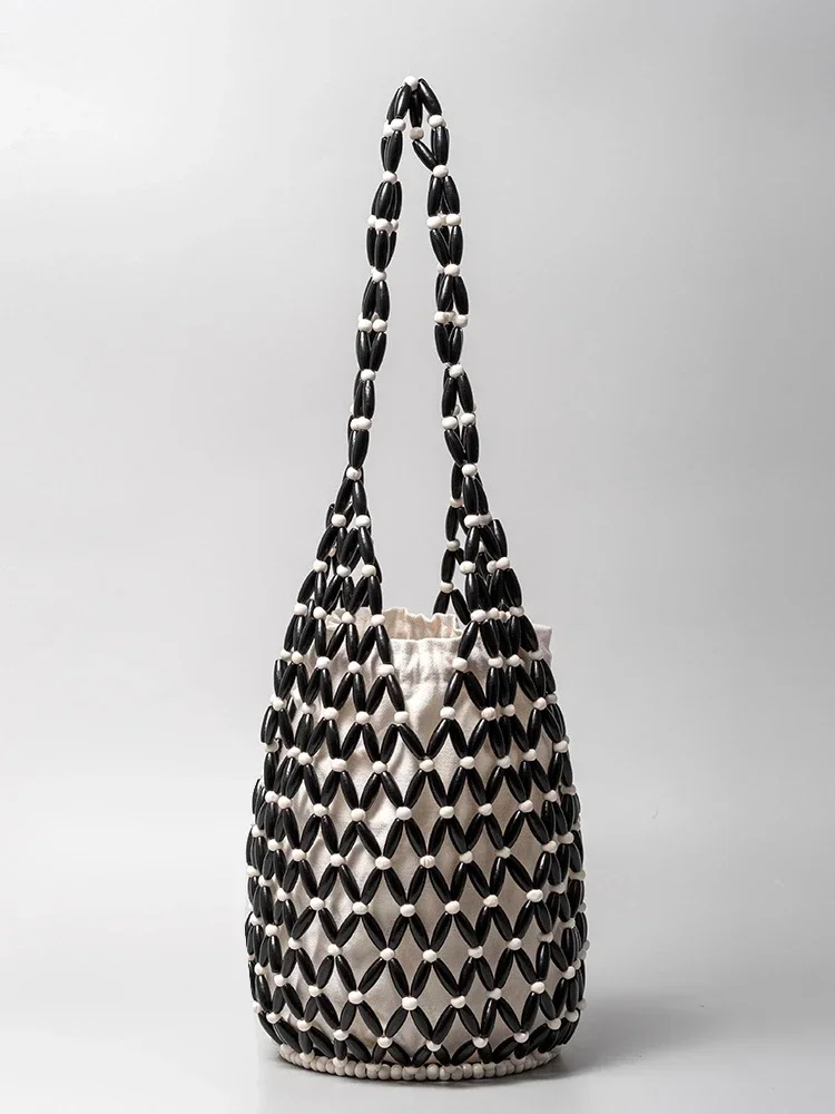 Literdesign-Sac tissé pour femme, sac seau évidé, sac à main de plage haut de gamme, sac à bandoulière, été, nouveau modèle, 2024