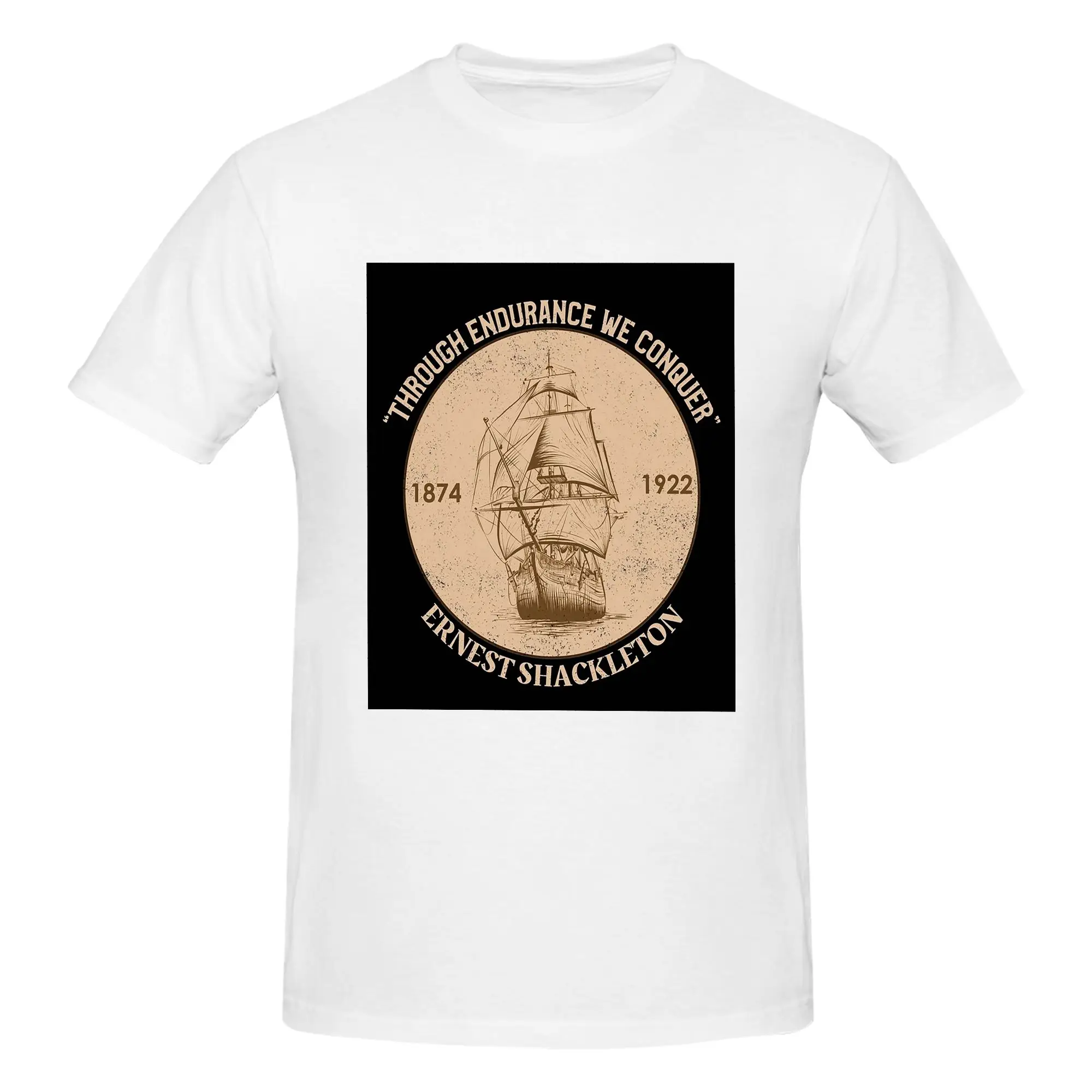 Sir Ernest Shackleton - Through Endurance We Conqu Men T-Shirt Double Sided Plus Size T Shirts Men's Tees Short Summer Male