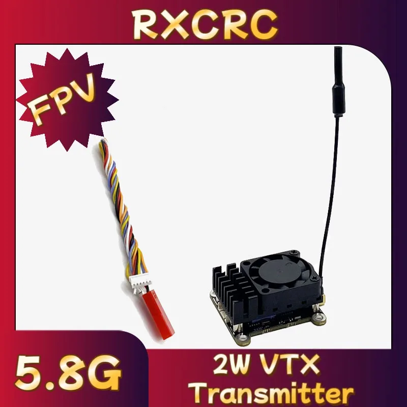 

RXCRC 5.8G 2000mW 2W long range 48CH FPV Audio & Video photos Transmitter VTX Cooling Fan with Build-in Mic Hole position 30.5mm