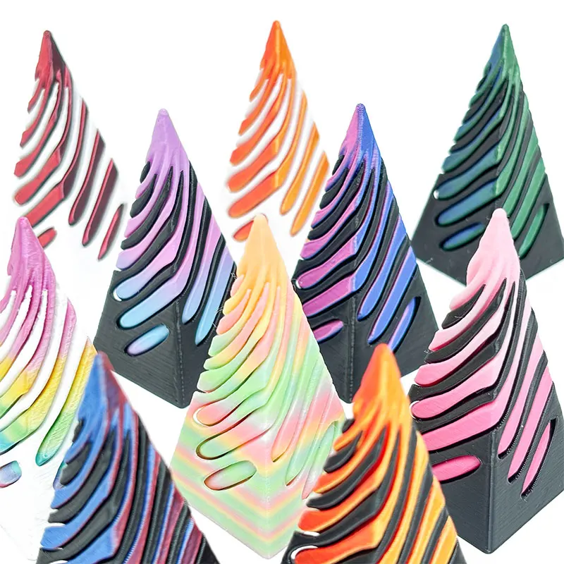Mini Vortex Thread Illusion 3D Printed Rotating Pyramid Sculpture Toy Spiral Screw Fidget for Office Decor Focus Enhancement