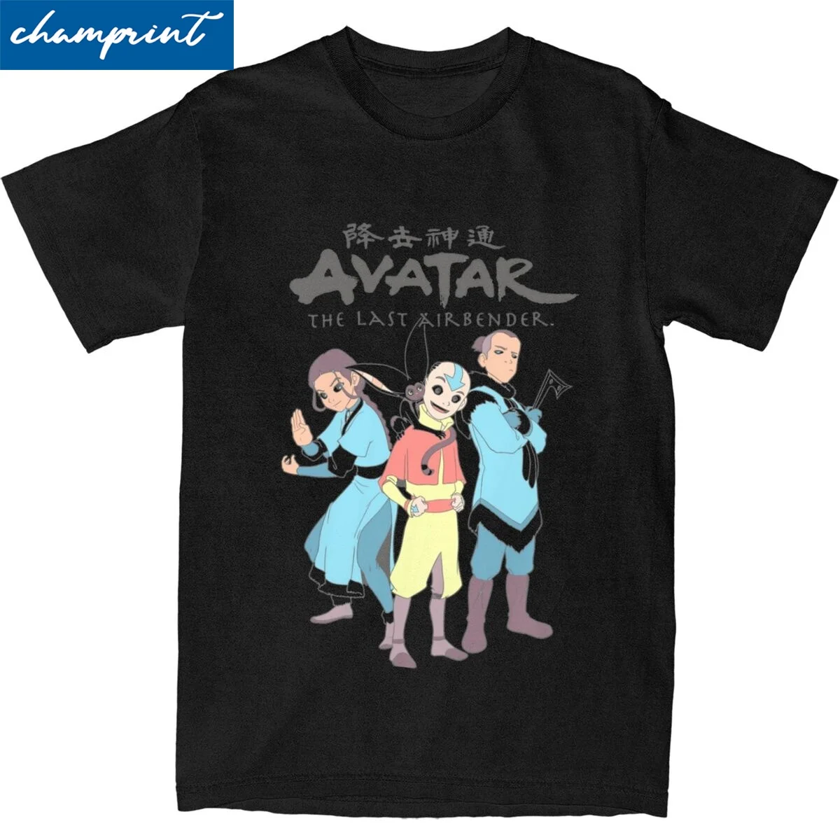 Funny Avatar The Last Airbender Group Tshirt Men Round Neck Short Sleeve Clothes 100%Cotton Summer Clothing