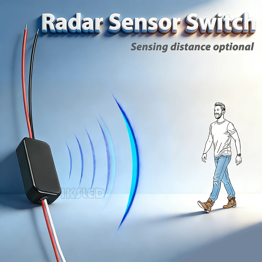 DC Wired Through-Wooden Radar Sensor Switch, 1.5m Detection Range for LED Lighting Smart Controller,Hidden Sensor with 30-Second
