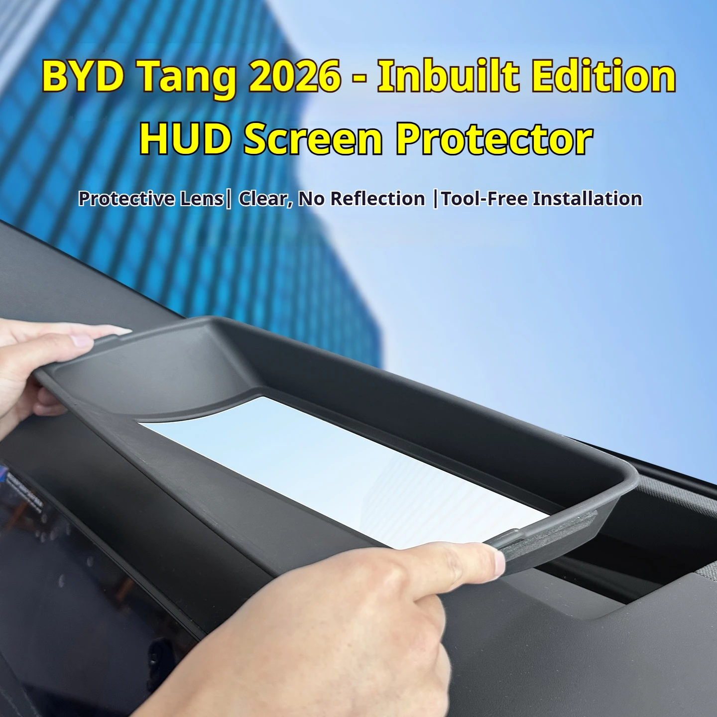 Custom HUD Protector for 2026 BYD Tang, ABS HUD Frame, Reduce Debris Build‑Up, High Scratch Tolerance, Noise‑Free, Black 1pc