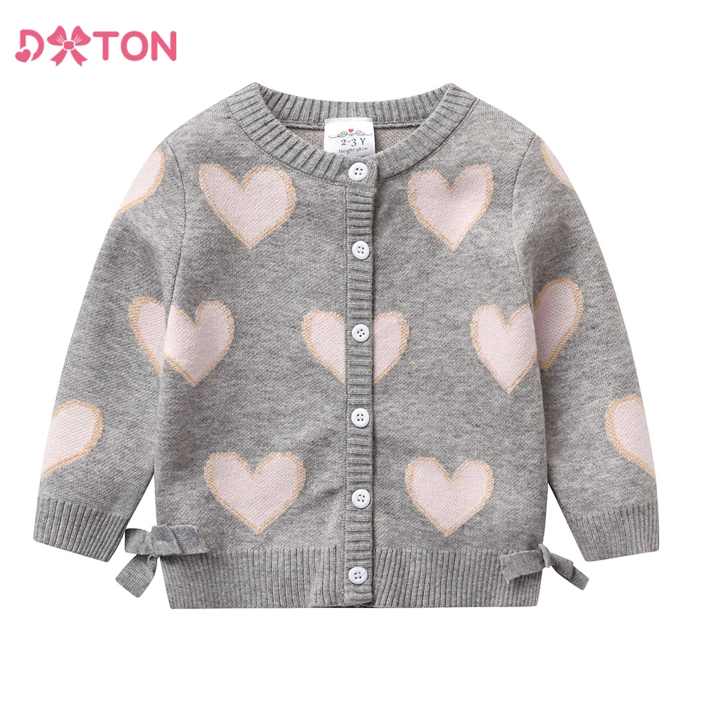 DXTON Autumn Winter Girls Sweaters Kids Long Sleeve Heart Shape Knitted Cardigans Sweaters Girls Coat Jacket Children Outerwear