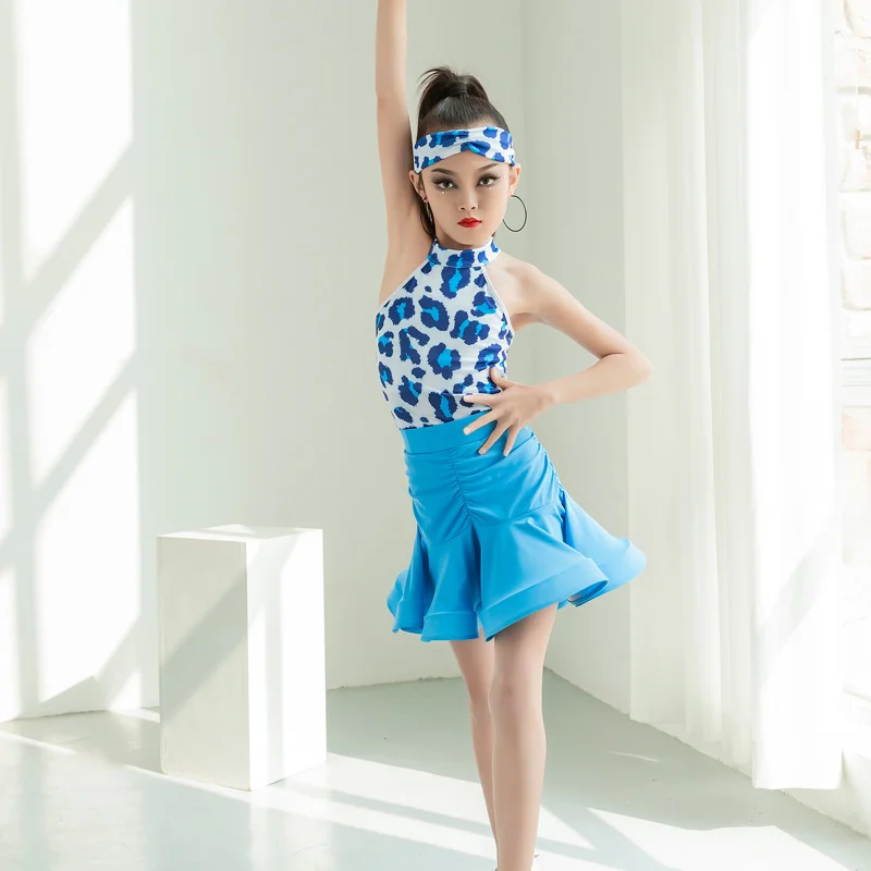 فتاة ليوبارد مهنة فستان رقص اللاتينية الاطفال مثير المرقعة ، تشا تشا تانجو Dancewear قاعة الرقص توتو المنافسة الرقص الملابس