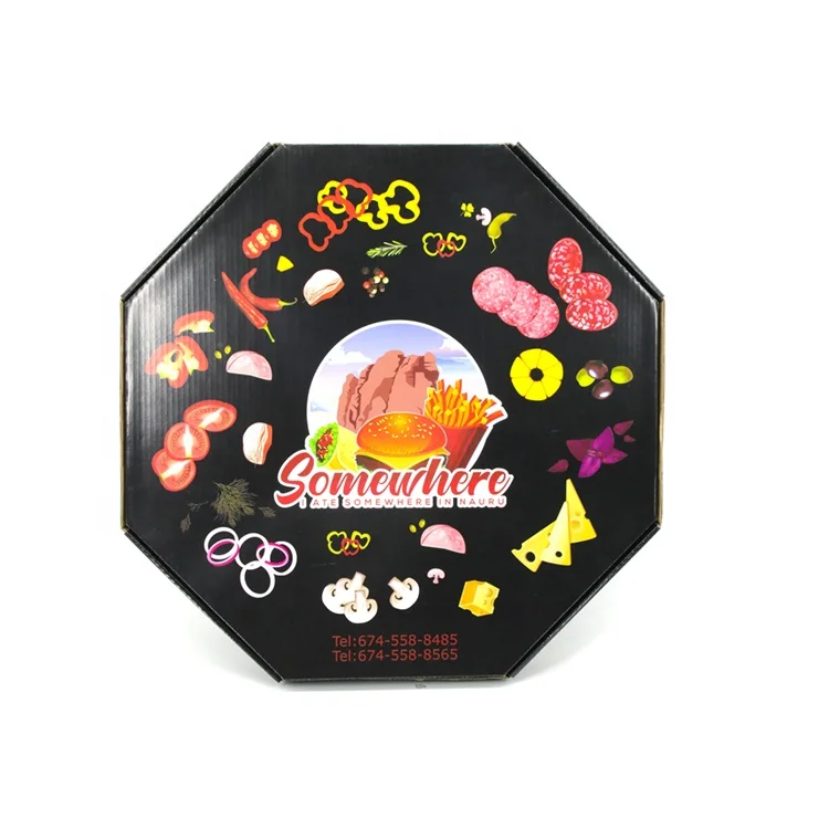 حار بيع تصميم جديد مخصص المثمن كرافت صندوق البيتزا المموج للوجبات الجاهزة وتغليف التسليم