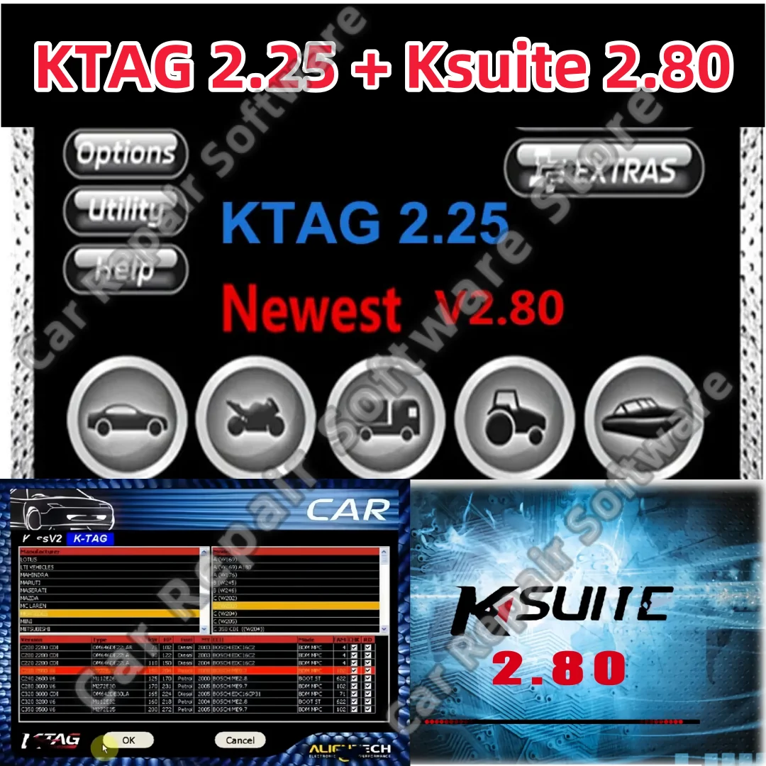 

2025Hot Ksuite 2,80/Ktag 2,25 Программное обеспечение для KESS V2/V5.017 RSA Инструмент для разблокировки ошибок для автомобиля, грузовика, велосипеда, трактора, онлайн-версия ЕС