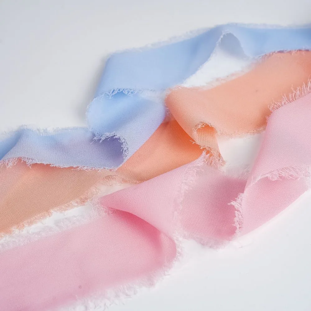 5m/Rolle 4cm Satin-Chiffon-Seidenband mit ausgefransten Kanten für DIY-Bastelarbeiten, Geschenkverpackungen, Hochzeitseinladungen, handgemachte Weihnachtsdekoration – Detail 5