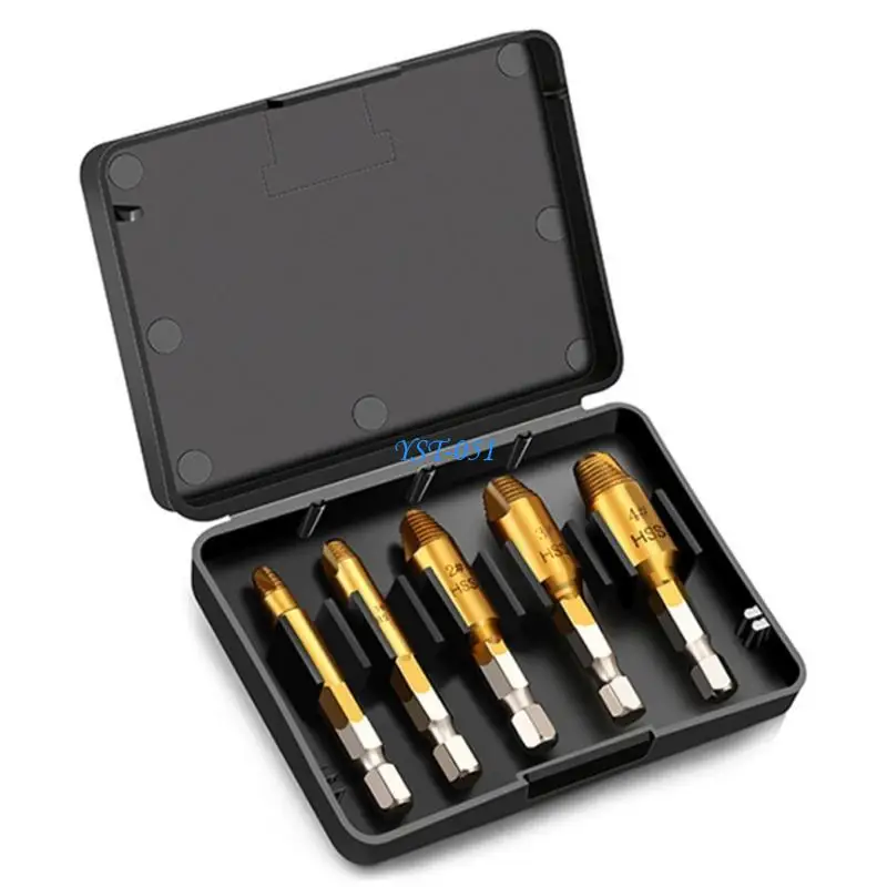 

E15A 5pcs Screw Extractor Bolt Remover For Damaged Rusted Screws In Various Materials