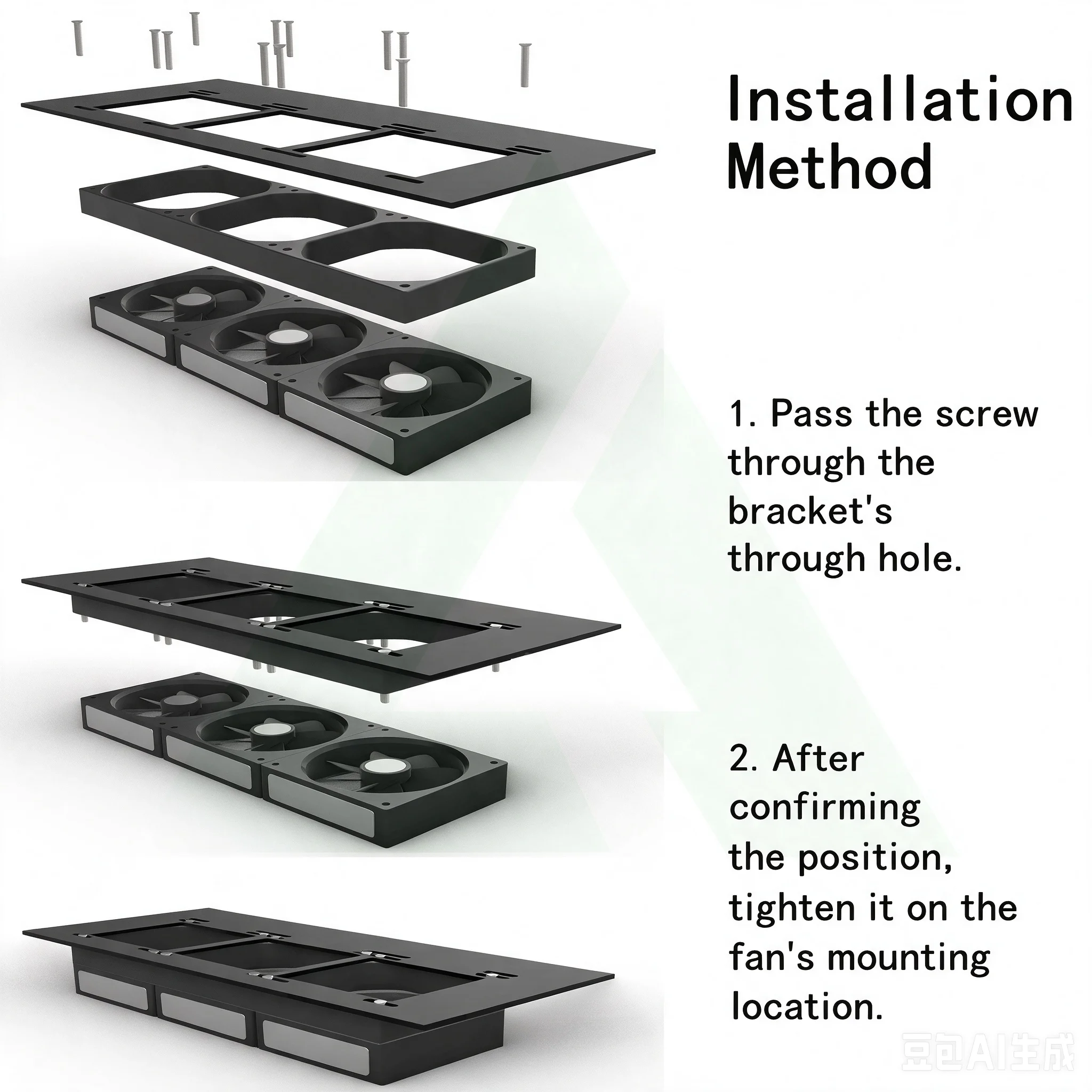 70mm PC Case Fan Spacer Riser Bracket with Mount Screws, Height Extension Mod Part for 70 Fake Radiator Modding