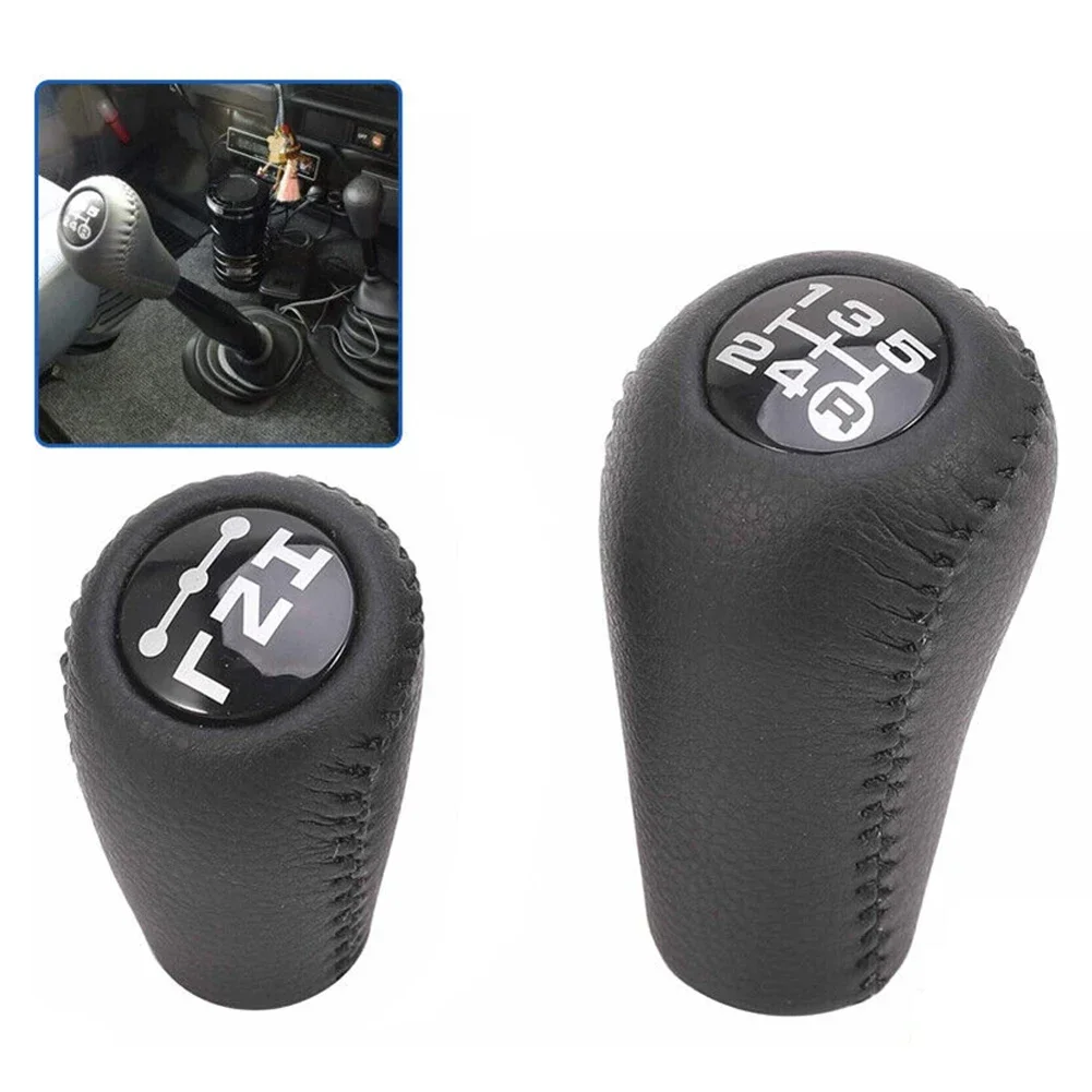 2Set Black Manual Leather Gear Knob For 4Runner For Hilux For Land Cruiser 5 Speed Transmission Gear Knob Car Accessories