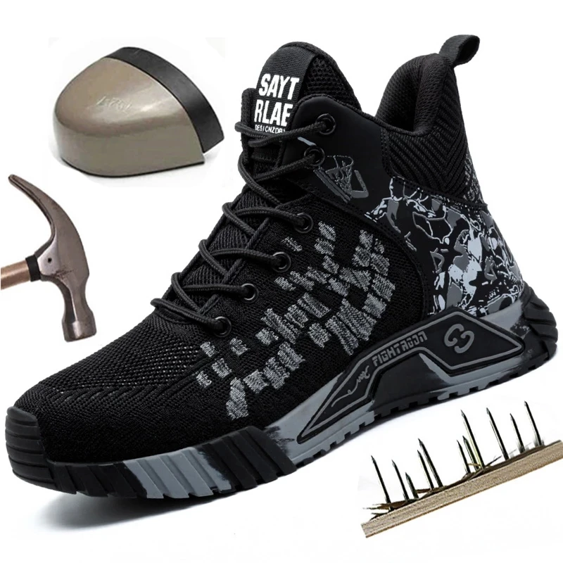 2024 신상 작업 스니커즈, 강철 발가락 신발, 남성용 안전 신발, 펑크 방지 작업 신발 부츠, 패션 파괴 불가 신발 보안 