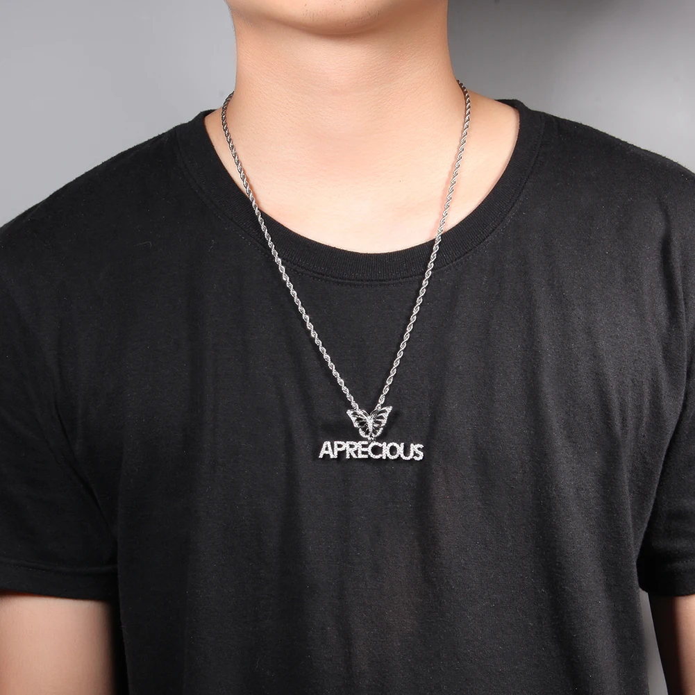 

Индивидуальный мини-кулон с именем на цепочке-тенниске, мужской, с фианитами, в стиле хип-хоп, для рэперов