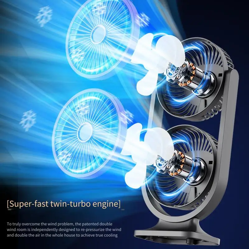 New dual-head adjustable desktop fan, USB rechargeable fan, household and outdoor high-force air circulation fan