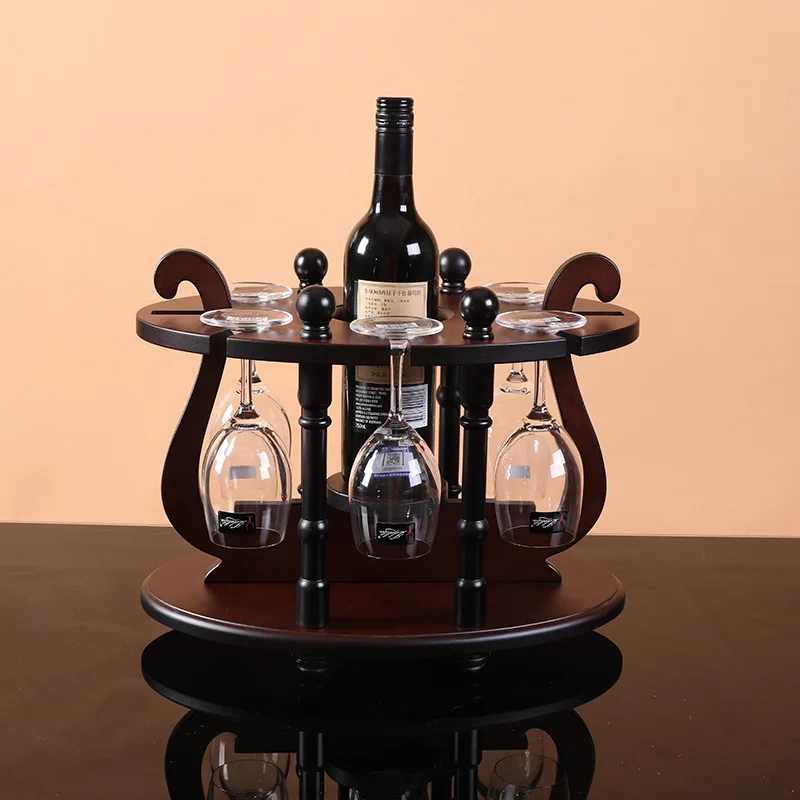 Wooden wine rack goblet upside-down ornaments high-end   display living room TV cabinet pendulum