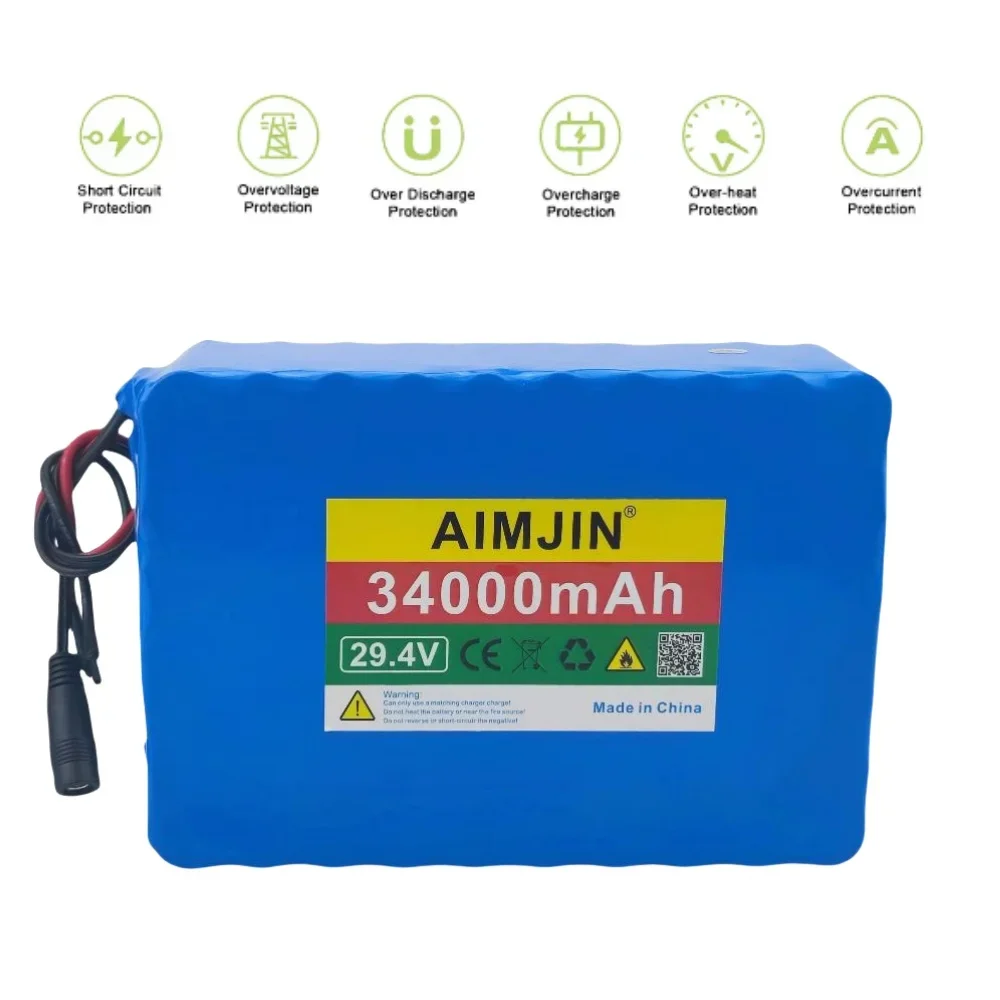 حزمة بطارية ليثيوم 29.4 فولت 34000 مللي أمبير في الساعة 18650 7S10P مع BMS للسكوتر والدراجات والمكونات القابلة للاستبدال #3